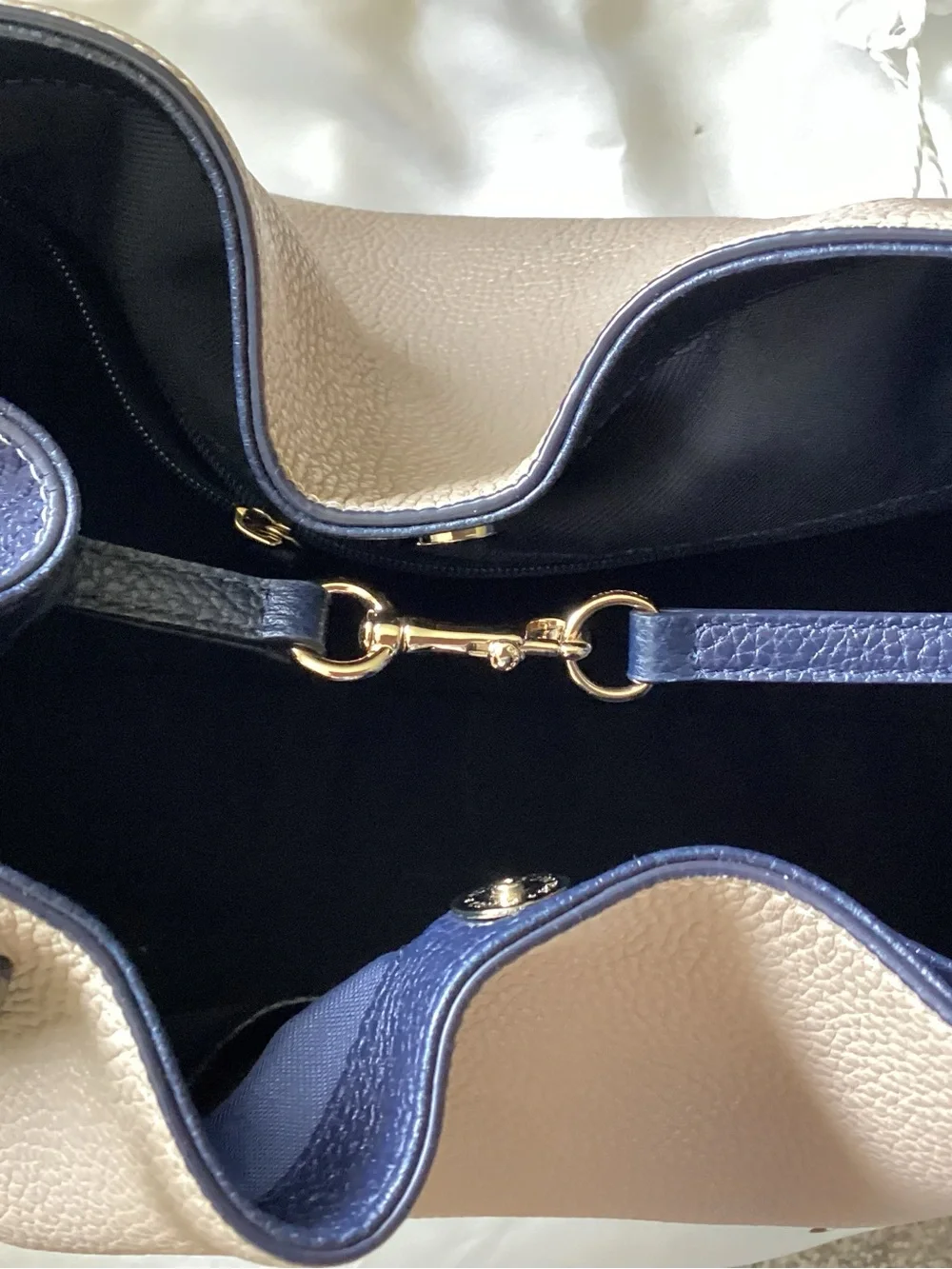 Coach Pebble Leather Colorblock Tote - Beige, Navy & Green